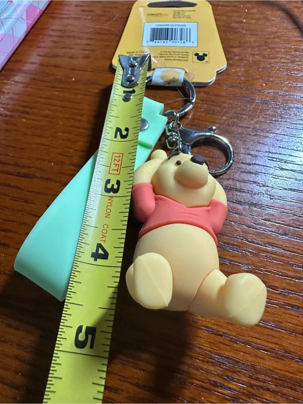 Disney Winnie the Pooh Keychain with Mint Green Strap and Yellow Charm